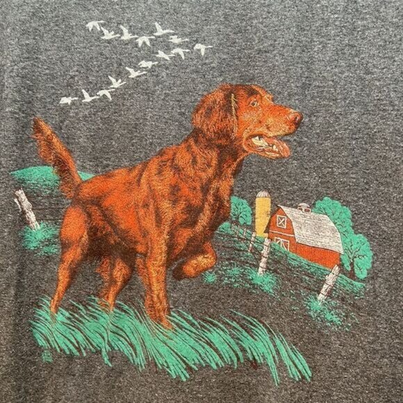 Jerzees XL Graphic T-Shirt With Dog & Barn Scene - Picture 2 of 4